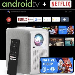 BRAND NEW Native 1080P FHD Projector, 4K projector with Netflix-Certified, Android TV10.0, 5000+ Apps, 450 ANSI, Stereo Speaker, 5G WiFi & Bluetooth,