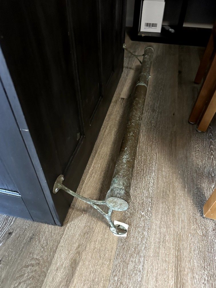 Antique Bar With Original Brass Foot Bar And 3 Chairs