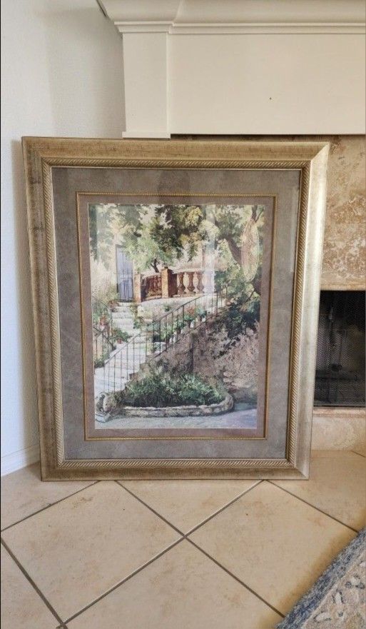 39x47 Courtyard In Provence Framed Artwork
