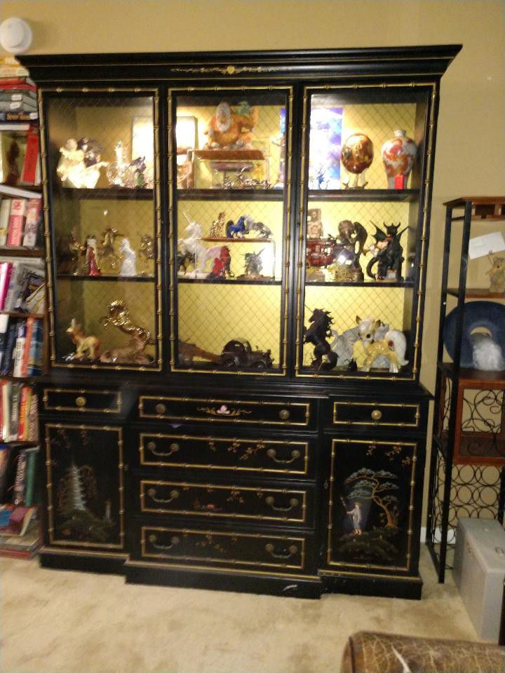 Antique hand painted Asian china cabinet