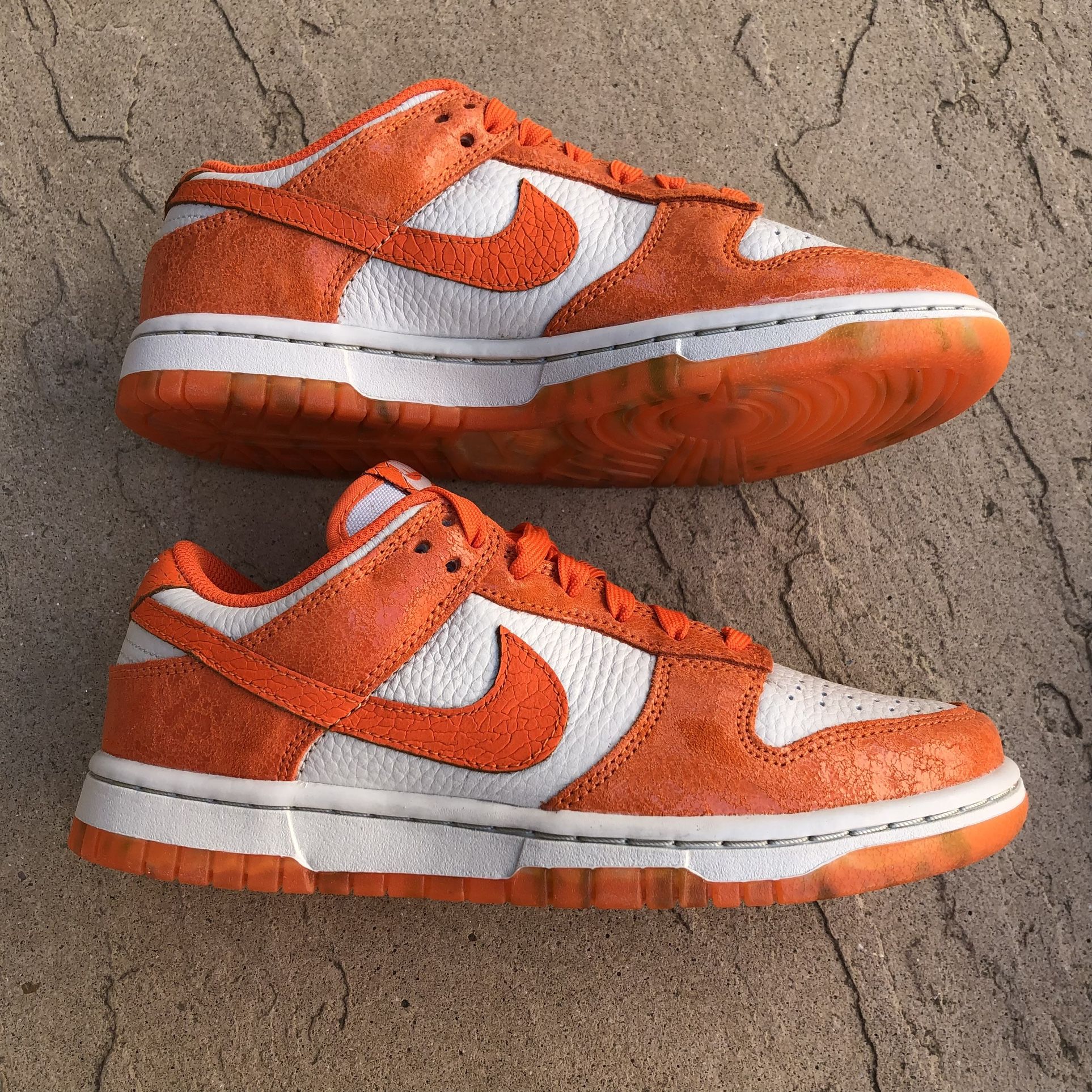 New Nike Dunk Low Light Bone Safety Cracked Orange Women's