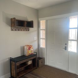Entry Piece Bench With Hanging Shelf