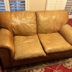 Real Leather Couch, Love Seat , Chair With ottoman