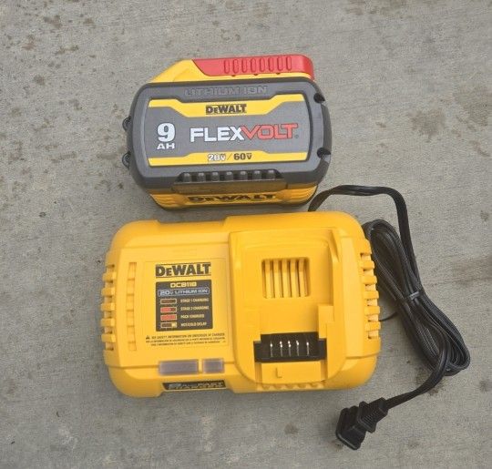 Dewalt 60v Flexvolt Battery 9.0 Ah And Fast Charger Brand New 