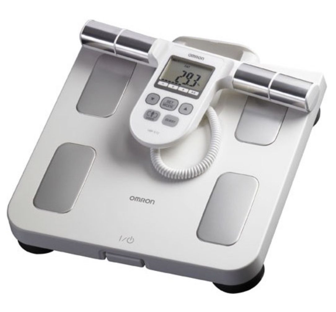 Omron full body sensor scale composition monitor BMI body fat percentage work out health gym