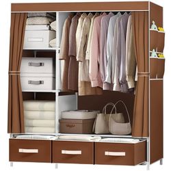 Portable Closet,Brochao Portable Wardrobe with 3 Drawer and 4 Storage Shelves and Side Pocket for Clothes Storage Organizer,