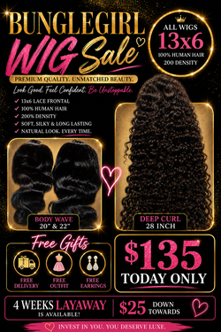 Get any wig for $135 with free delivery free fit n earrings 100% human hair