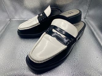 Worthington Destin Mules Slip On Penny Loafers Black And White Women’s Size 7.5