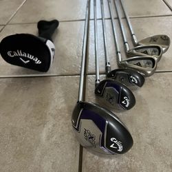 Callaway XJ Hot Junior Kids 6 Club Set In Stand Bag With BackPack Strap Purple/Black