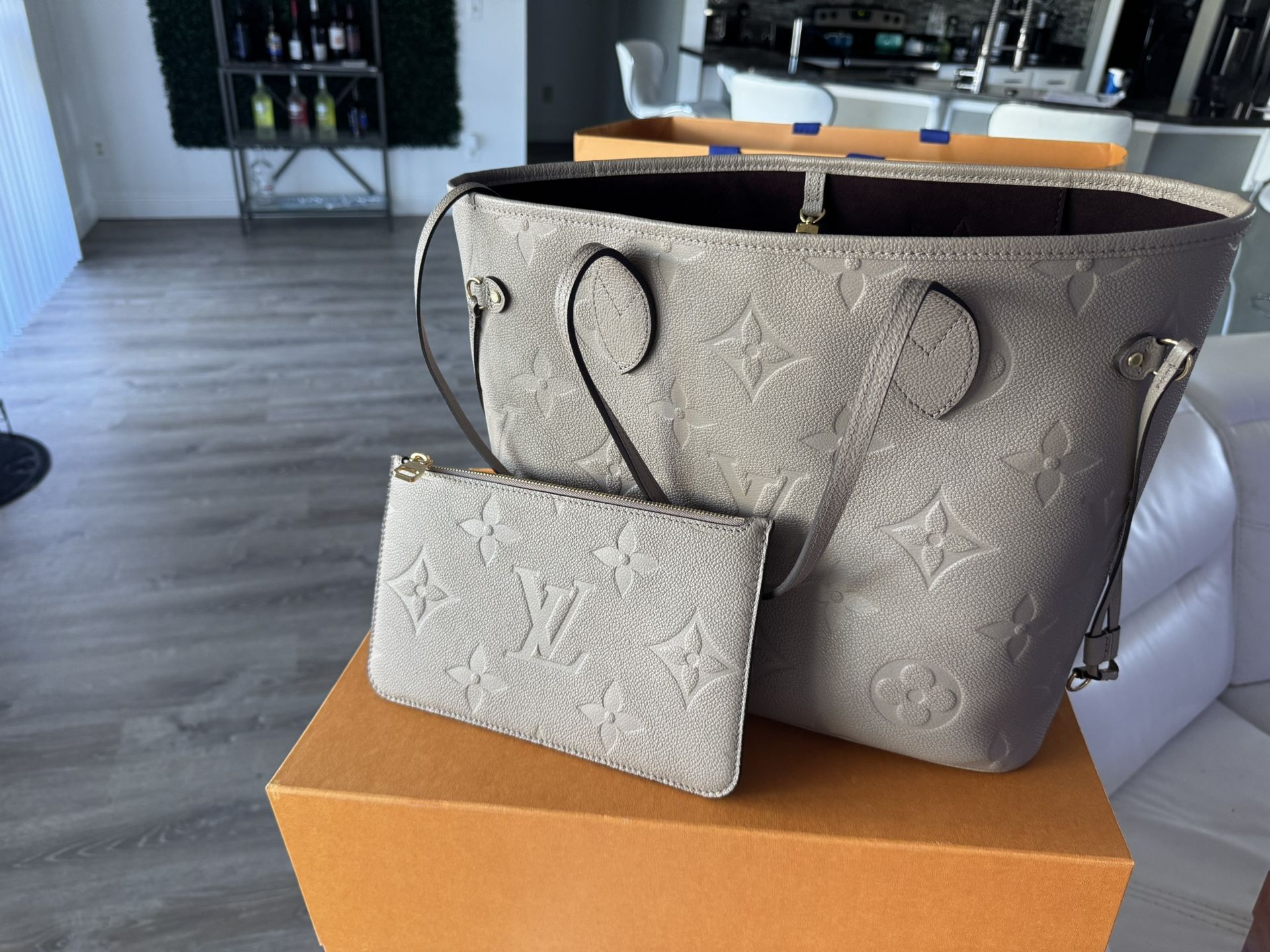 NeverFull MM Turtledove Monogram Empreinte Leather