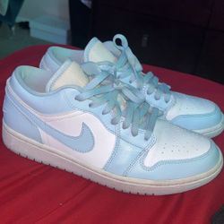 White and Blue Air Jordans Size 10