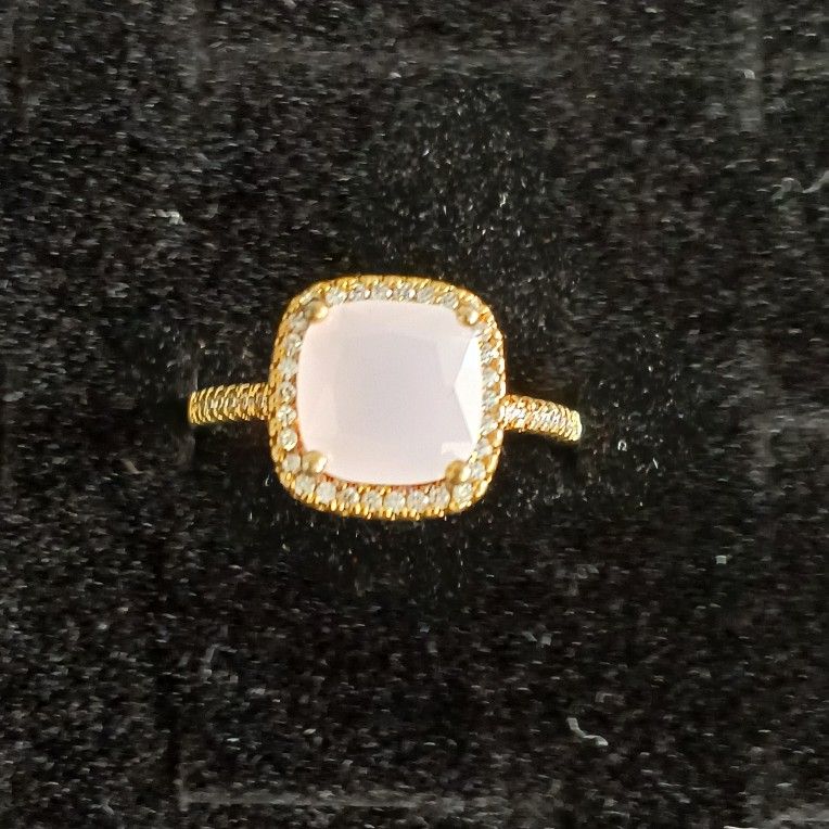 Pink Quartz Gold Plated Ring