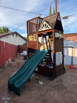 FREE Wooden Backyard Playset with Slide