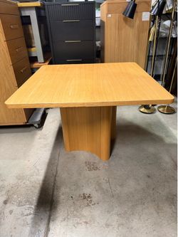 Square Oak Dining Table | Scalloped Sculptural Pedestal Base | 41x41x29 | Organic Modern