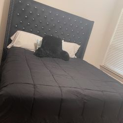 Velvet King Bed & Matching Vanity Mirror