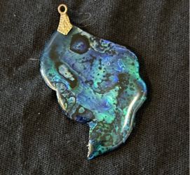 Asymmetrical Resin Pendant Blue Green Black Art Charm