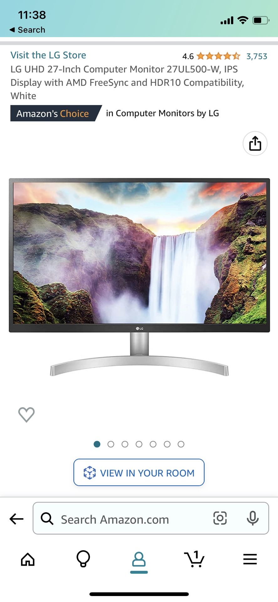 L G UHD 27-Inch Computer Monitor 27UL500-W, IPS Display with AMD FreeSync and HDR10 Compatibility, 