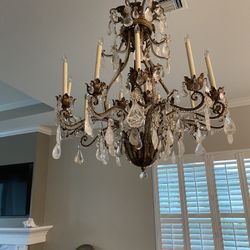 Huge Rock Crystal Antique Chandelier