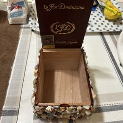 Homemade box with seashells