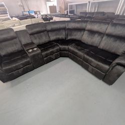 Grey sectional Recliner 