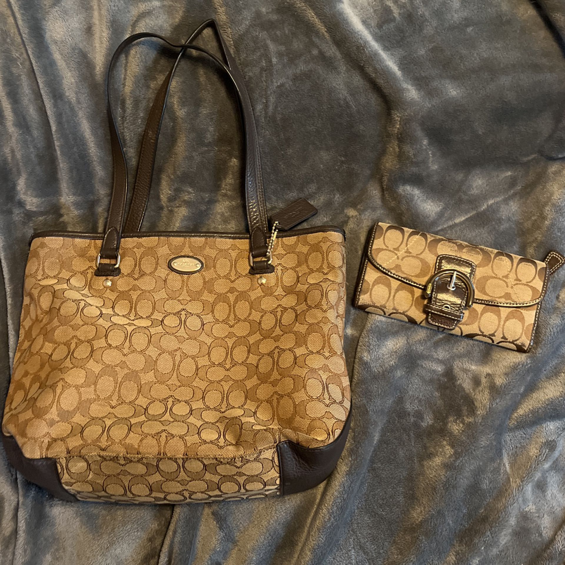 Brown Tote Purse With Matching Wallet