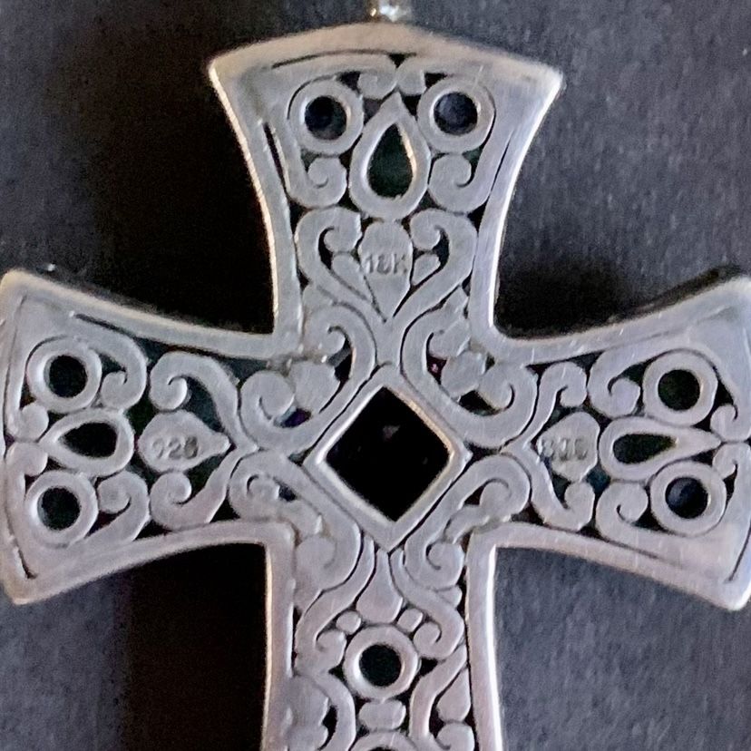 Sterling Silver and 18Kt Gold Cross Pendant