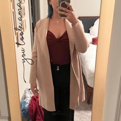 NEW Womens Open Front Knit Cardigan Long Sleeve Lapel Coat Casual Solid Classy 3XL