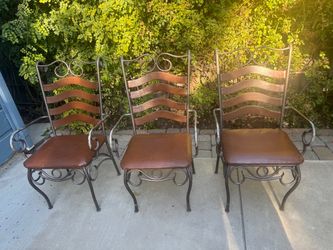 Set of 3 Wrought Iron Dining Chairs