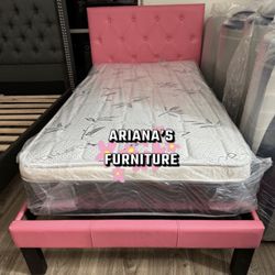 Twin Size Bed Frame With Pillow Top Mattress Included 