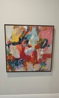 Signed Original Abstract Painting Framed Canvas