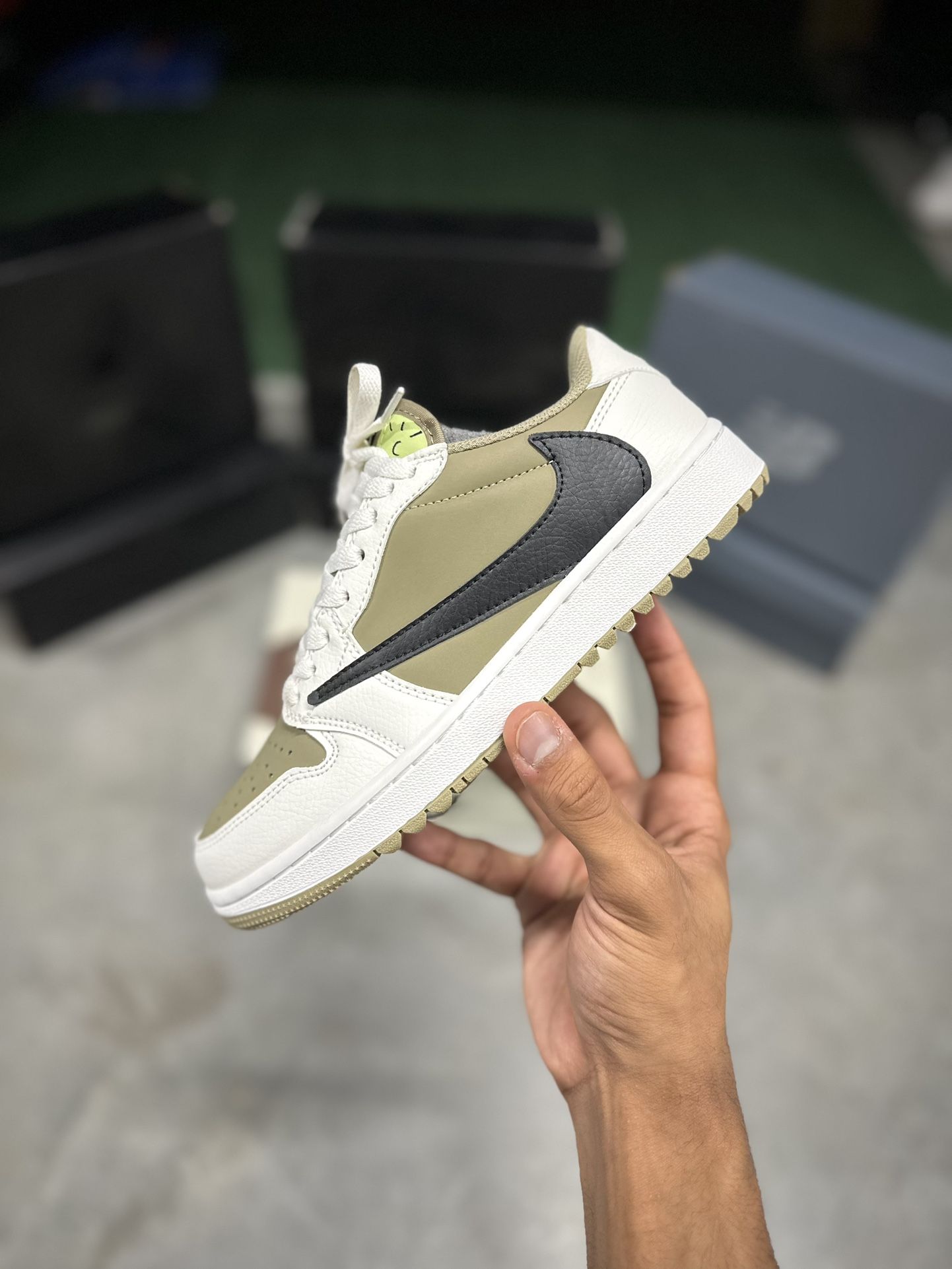 Men’s 7, Women’s 8.5 - “Neutral Olive Golf X Travis Scott” Jordan 1's Low 🏌️