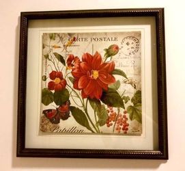 Beautiful Flower Butterfly Framed Artwork Painting
