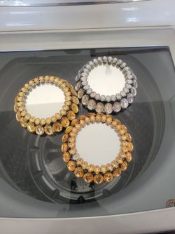 3 VINTAGE Two's Company bejeweled pedestal mirrors
