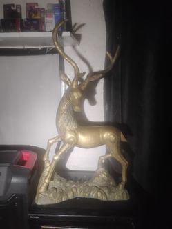 Vintage-style brass finished stag figurine