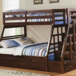 Bunk bed Twin over Full with Staircase and Storage FREE MATTRESSES!