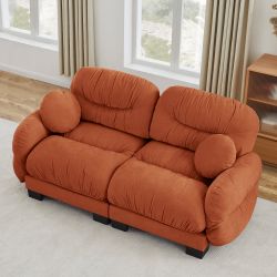 Seattle 82" Chenille Loveseat Sofa with Curved Armrests and 2 Pillows