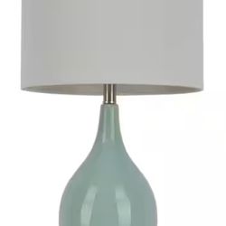 Annabelle Ceramic Table Lamps with Drum Shade, Spa Blue, 27" x 14" (Qty: 2)
