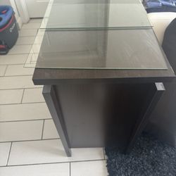 Dark Wood Tv Console Table With Glass Doors 