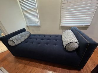 Navy Blue Chaise Lounge with Nailhead Trim