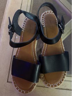 Black Wedge Sandals New