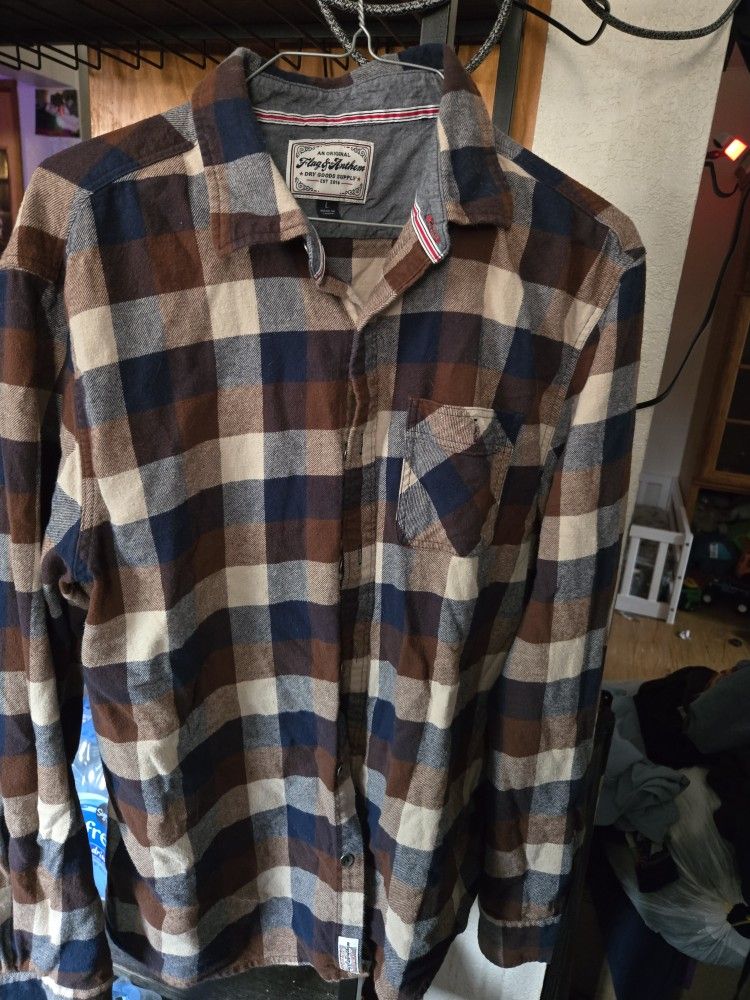 Flag And Anthem Size Large Mens Flannel
