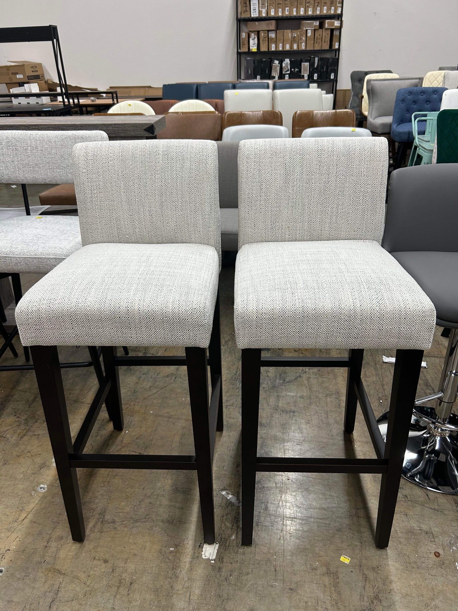 CHITA Bar Stools Set of 2, 30" H Seat Height Upholstered Barstools, Fabric in Ivory