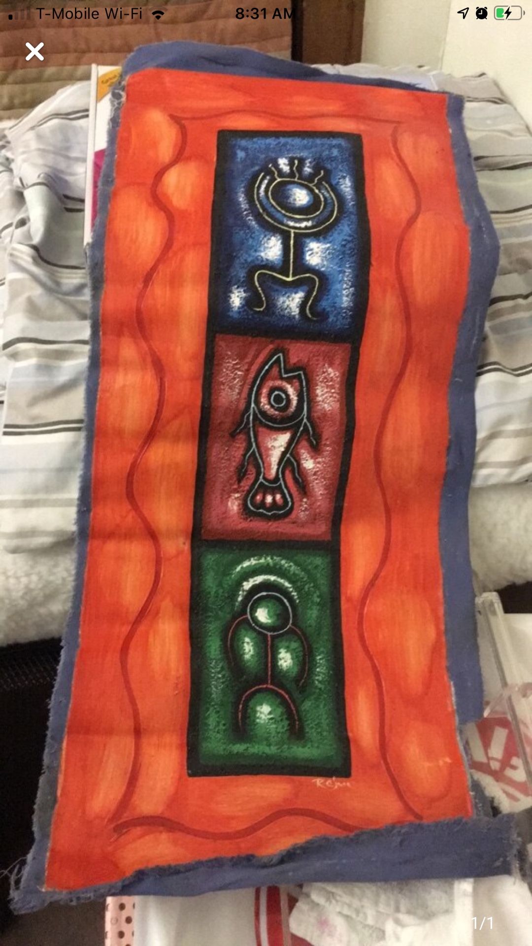 Carribean Native Taino hieroglyphics painting bought from Dominican Republic