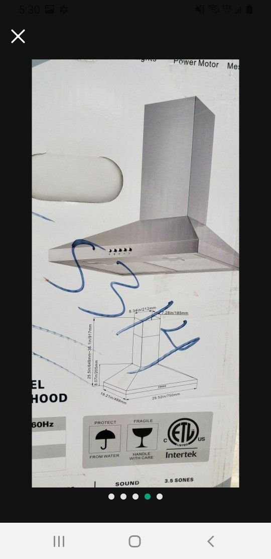 Wall Hood Stainless Steel Winflo 30