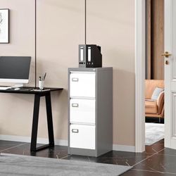 ✌️ 3-Drawer File Cabinet with Lock, 16.3" Deep Vertical Filing Cabinets, Metal File Cabinets for Home Office, Anti-Tip 3 Storage Drawers