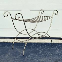 Vintage Hollywood Regency Mid Century Metal Vanity Bench