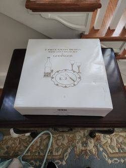 Godinger 7 Piece Grape Design Wine And Cheese Set