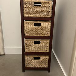 Wood And Rattan 4  Drawer Storage