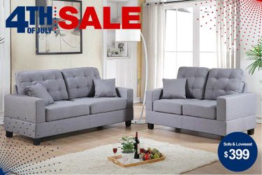 grey linen fabric sofa and loveseat gray sofa set new