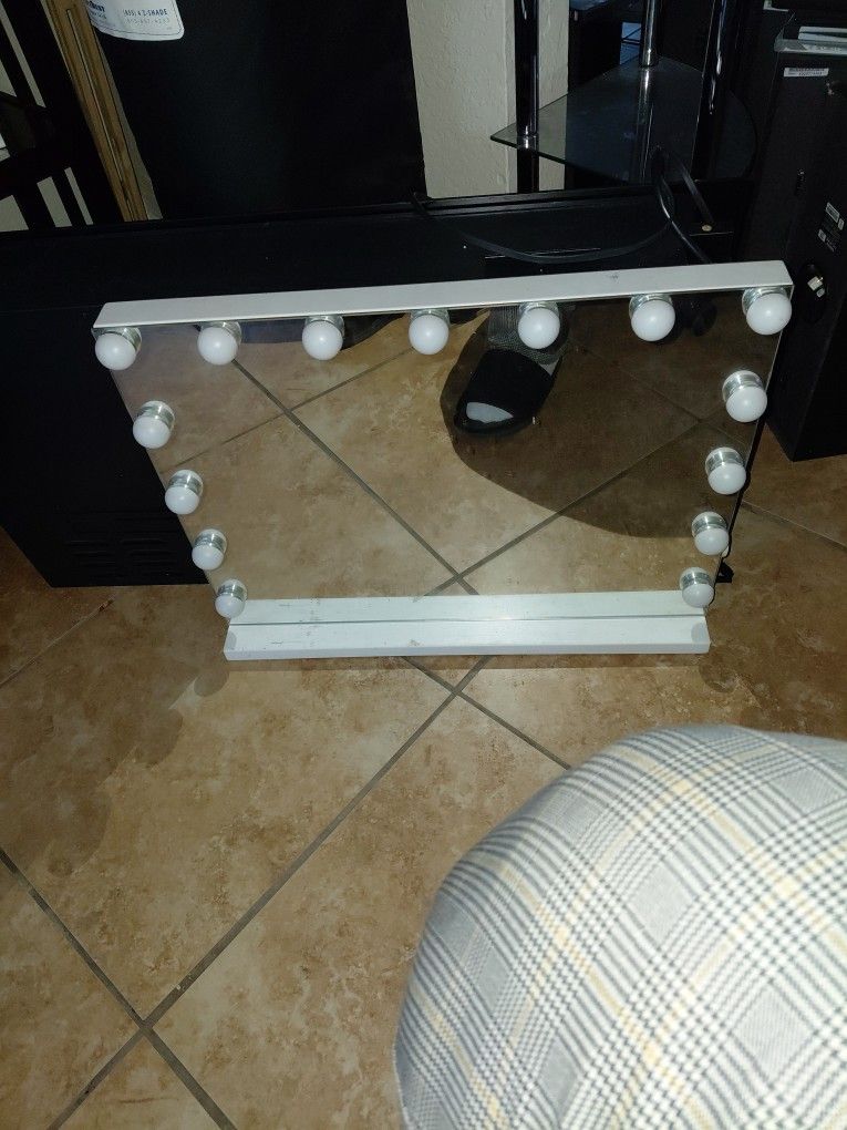 Two feet tall vanity mirror with lights